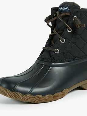 Sperry Black Quilted Lace-Up Duck Boots Size 9